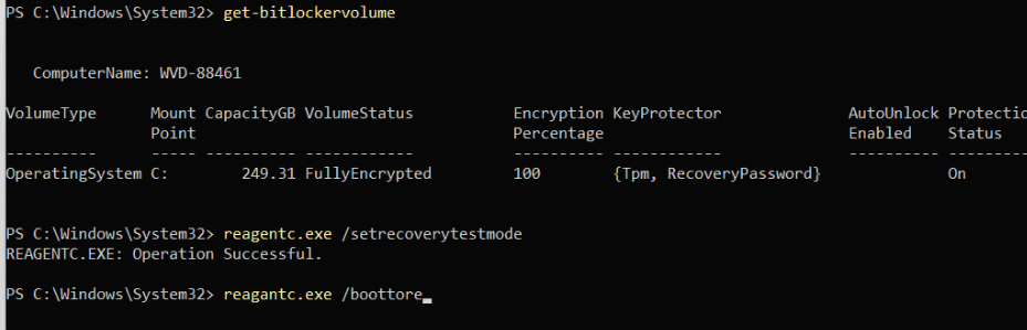 bitlocker enabled device and recovery still seem to work