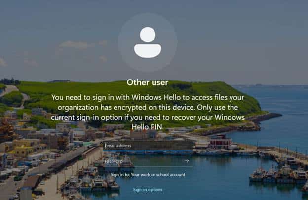 the message on the login screen mentioning you need to use a pjn to access the encrypted data