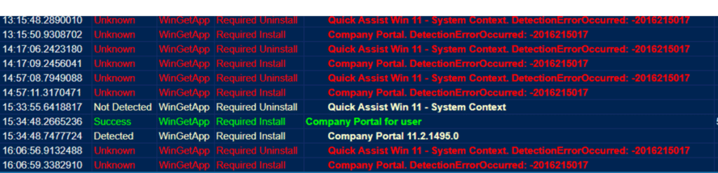Detection Error -201625017 (0x87D30017) Company portal not detected 