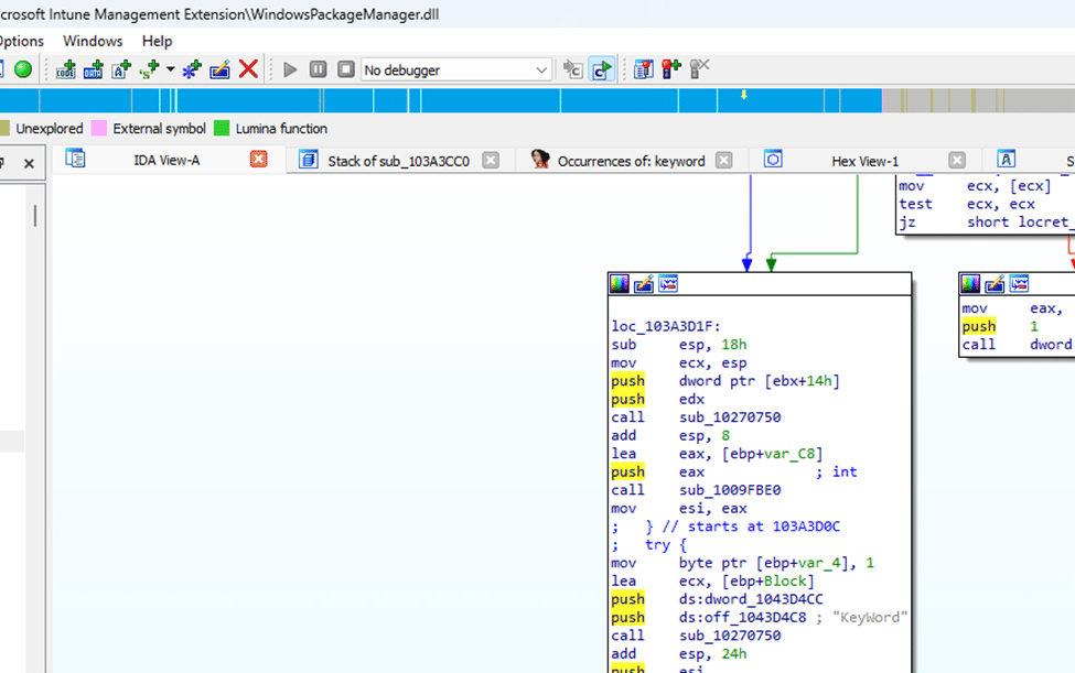 tine windowspackagemanager.dll showing the keyword (region) that is added to the headers when reaching out to the store service