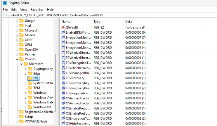 bitlocker 256-bit encryption policy in place on the device