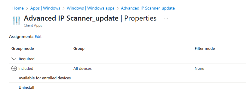 app update assigned to all devices