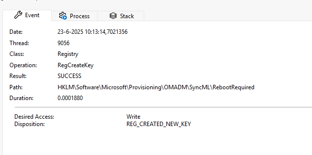 omadmclient creates the rebootrequired key if a policy was found that requires a reboot causing an Autopilot Unexpected Reboot