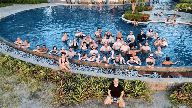 the patch my pc team at the swimming pool