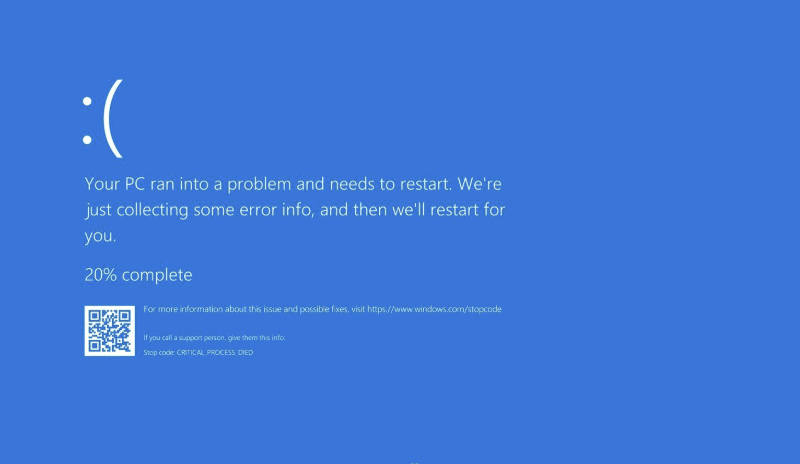 your pc ran into a problem and needs to restart bsdod