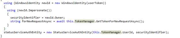 the code to request a bearer token