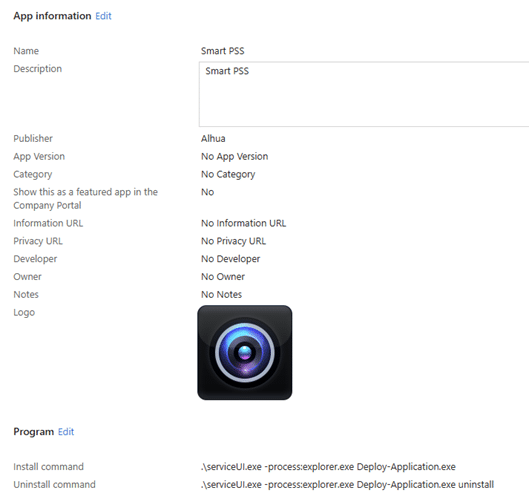 Win32app in the intune portal
