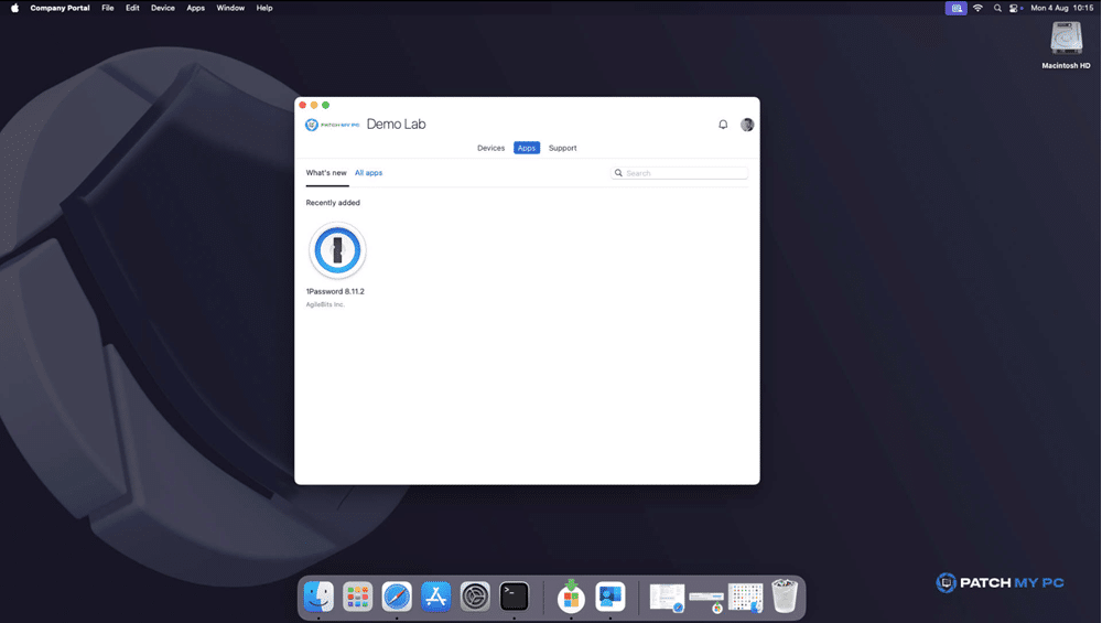 On the apps tab, interact with the apps made available from Intune