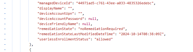 Userless Enrollment Status (userlessenrollmentstatus) set to allowed