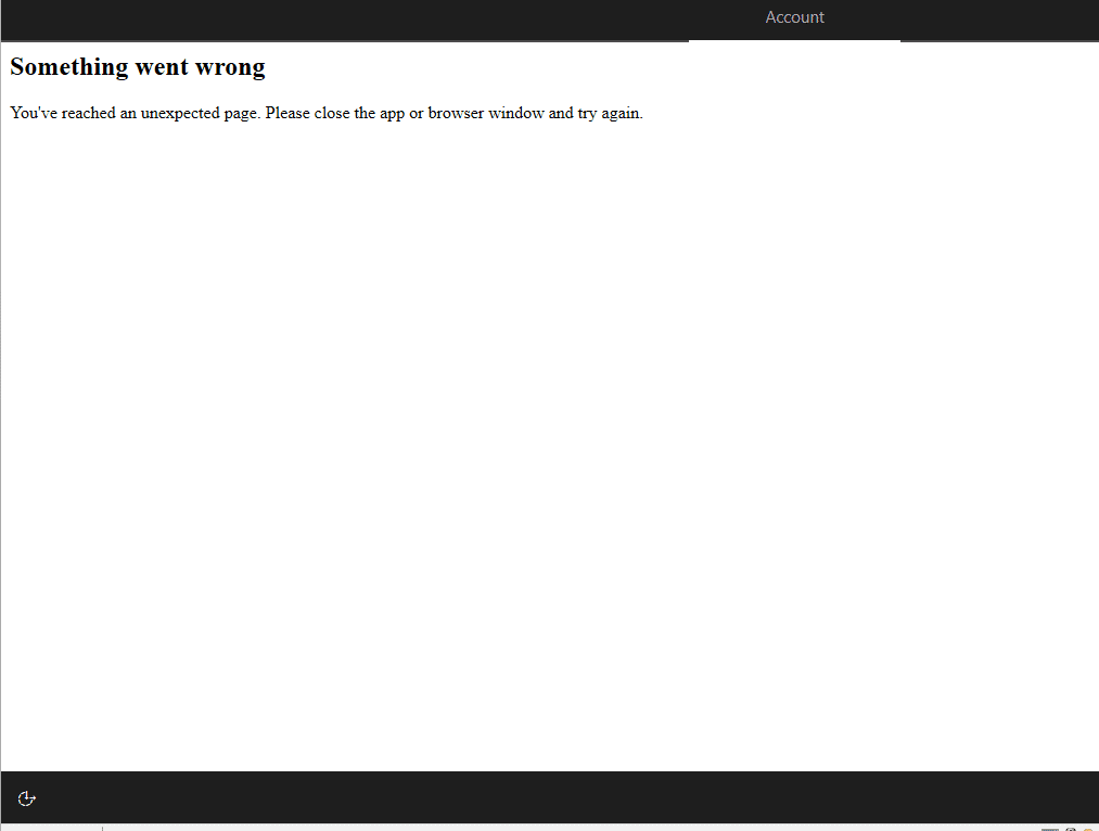 Something went wrong: You've reached an unexpected page error