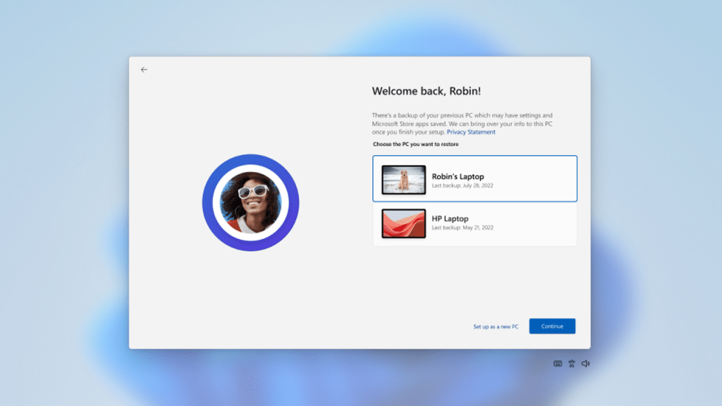 Restore your settings Windows Backup for Organizations