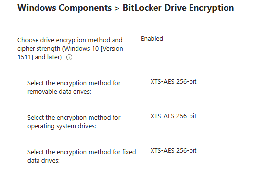 bitlocker encryption method 256-bits