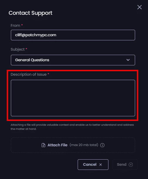 Complete the "Description" field