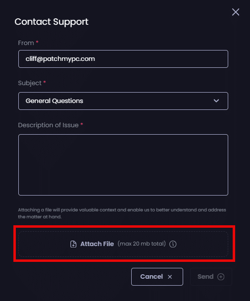Clicking "Attach File"