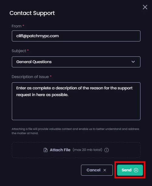 Clicking "Send"