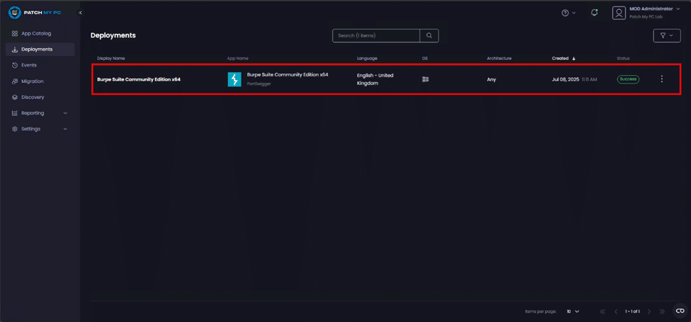 Monitoring the status of the deployment
