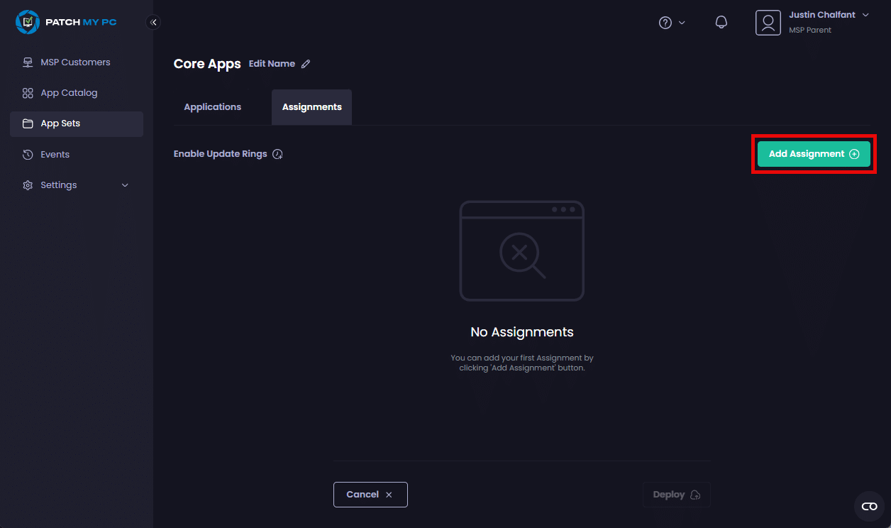 Clicking "Add Assignment"