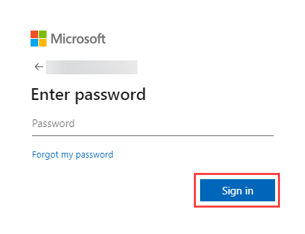 "Enter password" screen