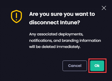 "Are you sure you want to disconnect Intune?" dialog box
