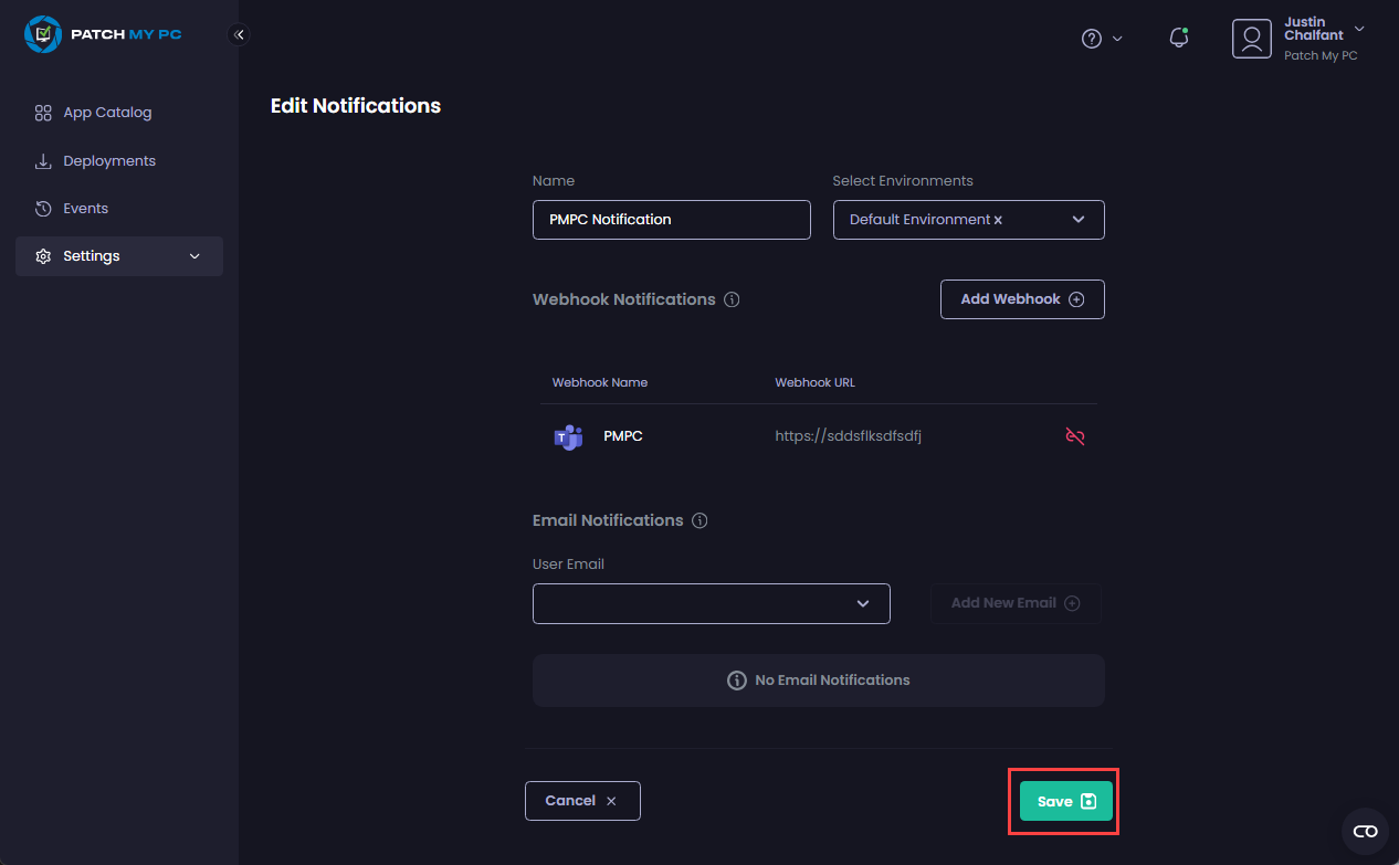 Clicking "Save" to save your changes