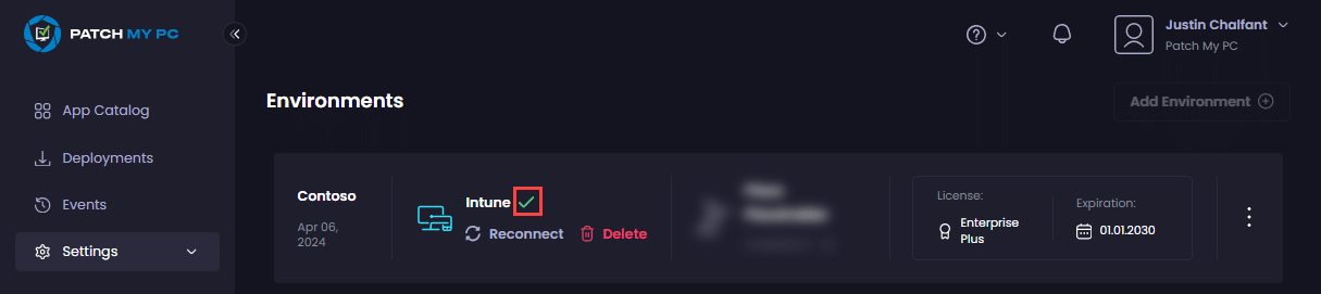 Verifying there is a green tick beside "Intune"