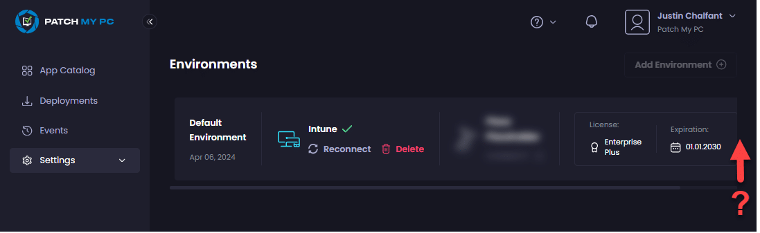Missing ellipsis on the "Environments" page