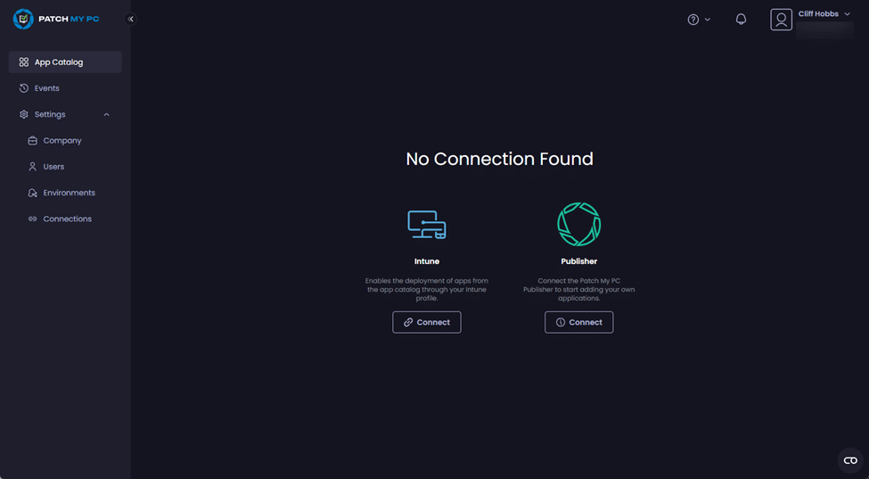 "App Catalog" page of the recovered company