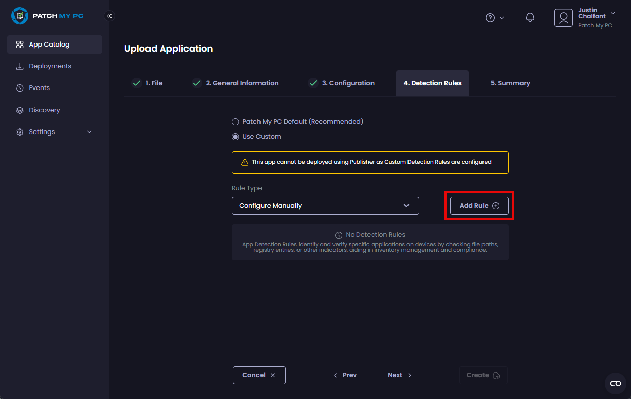 Clicking "Add Rule"