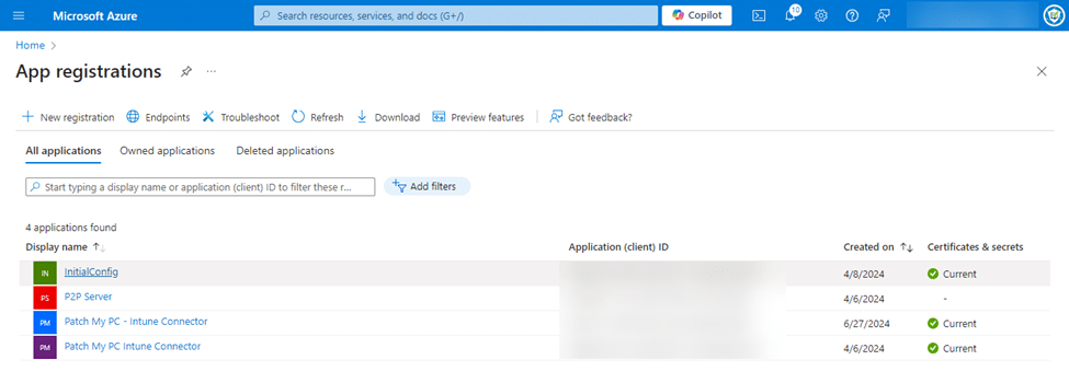 Verifying the "PMPC Recovery" application has been deleted.