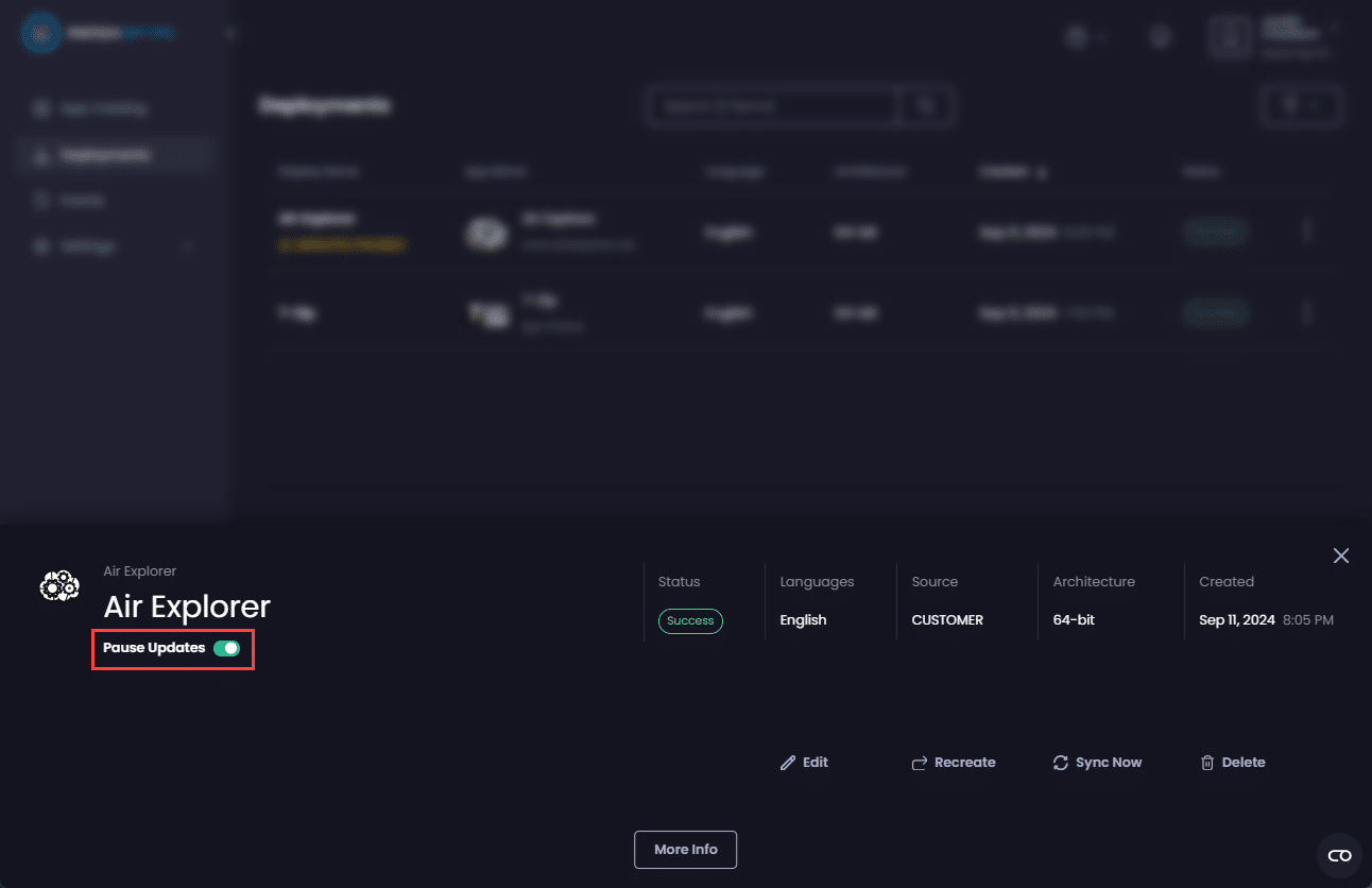 Clicking the "Pause Updates" slider