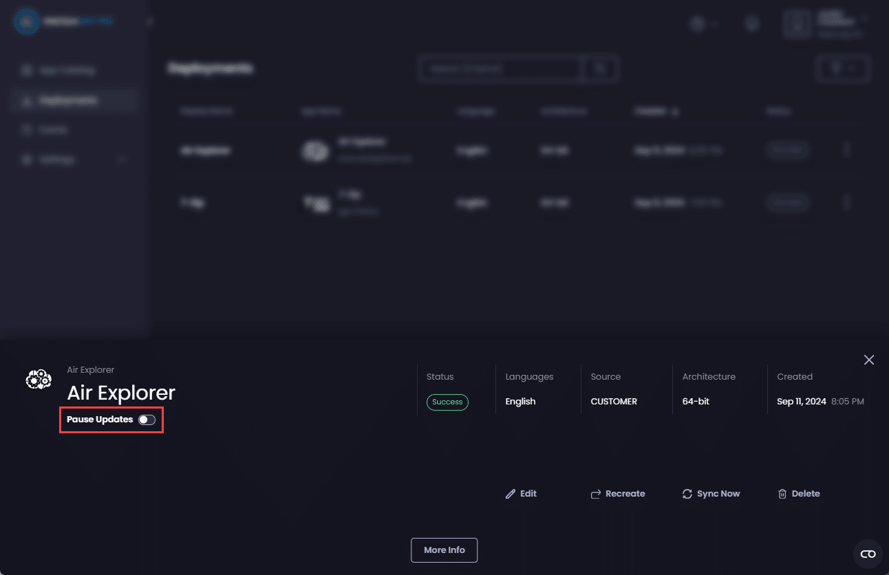 Clicking the "Pause Updates" slider