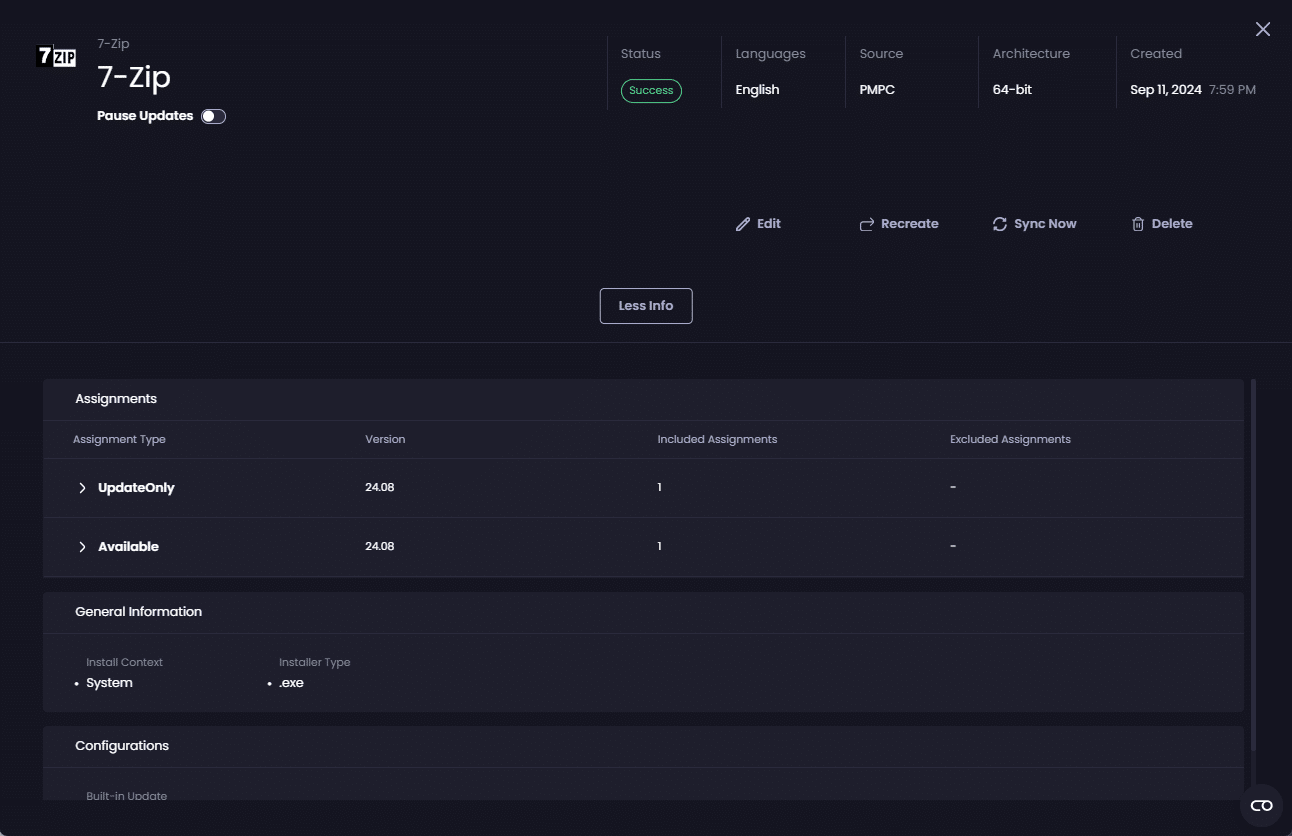 More information about the deployment is shown