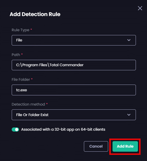 Clicking "Add Rule" to add a rule