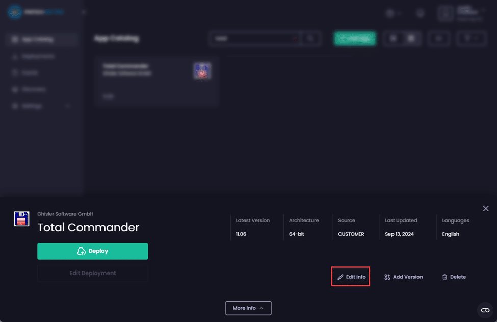 Clicking "Edit Info"