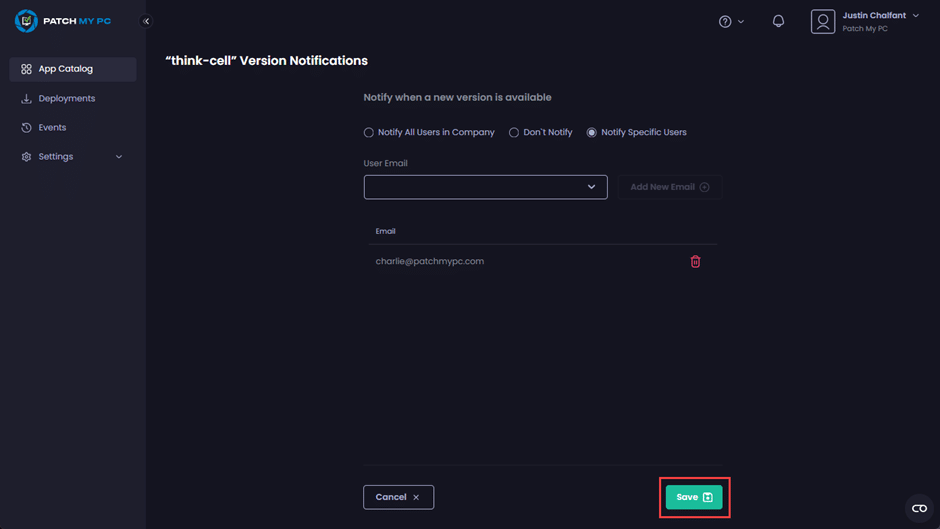 Clicking "Save"