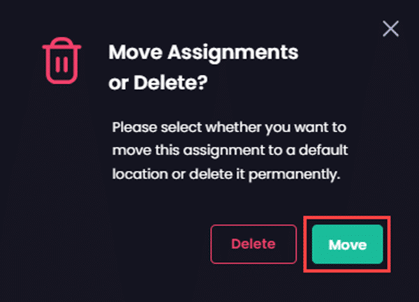 Clicking "Move" to remove the Update Rings but keep all the existing assignments