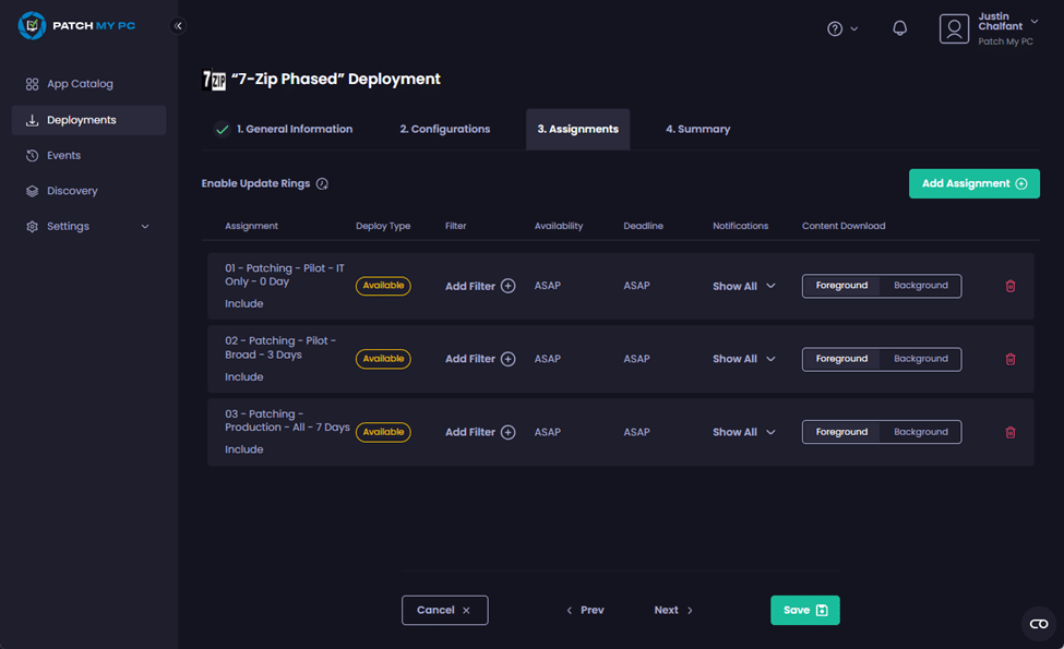 Update Rings are removed and any existing assignments are kept