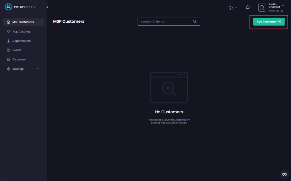 Clicking "Add Customer"