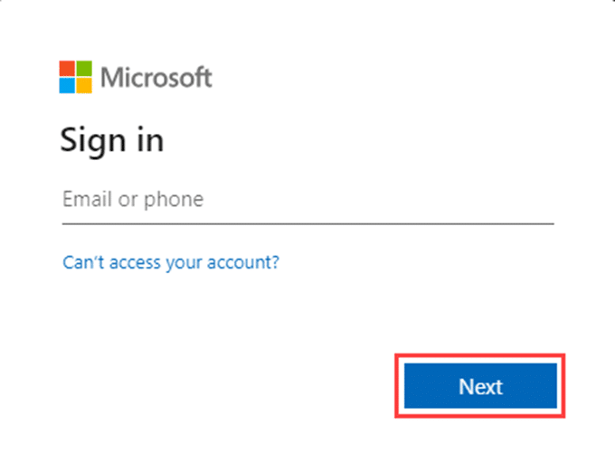 "Sign in" screen