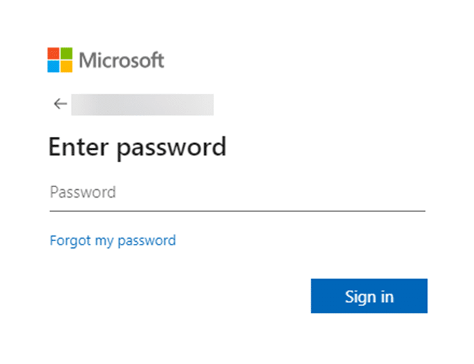 Entering the password and clicking "Sign in"