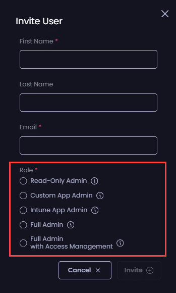 Choosing which role to assign this user