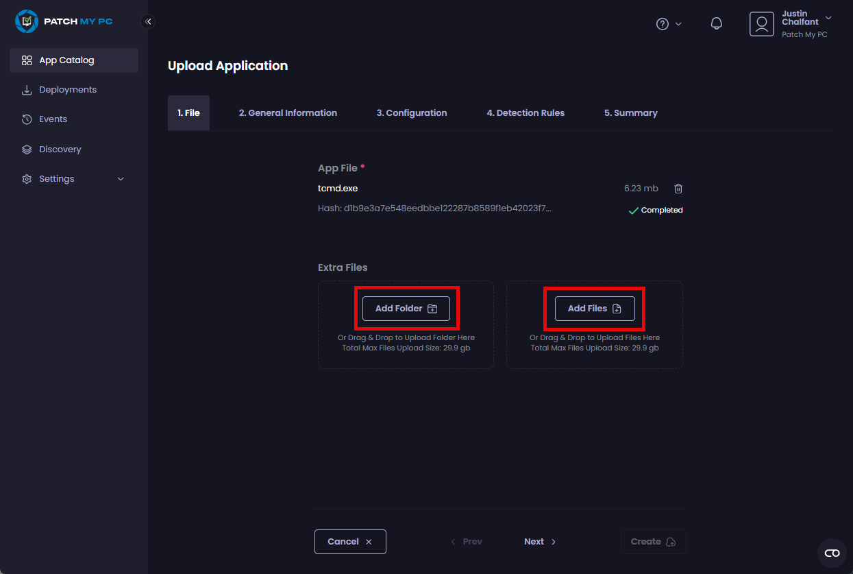 Clicking "Add Folder" or "Add Files" to additional items