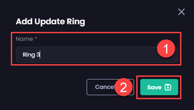 "Add Update Ring" dialog box