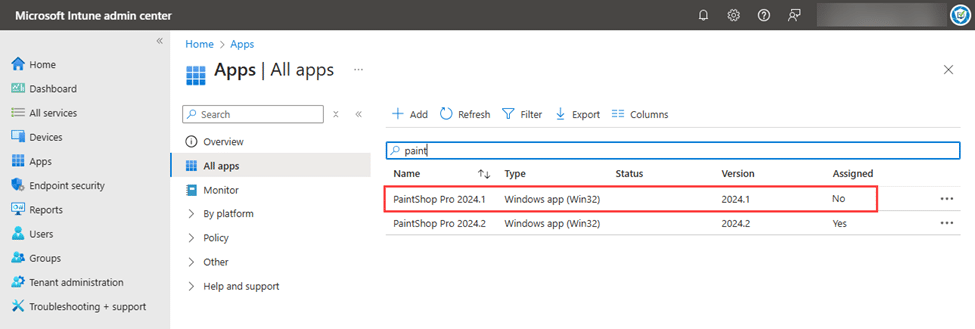 Assignments for the old version (2024.1) no longer has any assignments