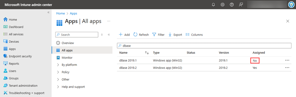 Assignments for the old version (2019.1) no longer has any assignments