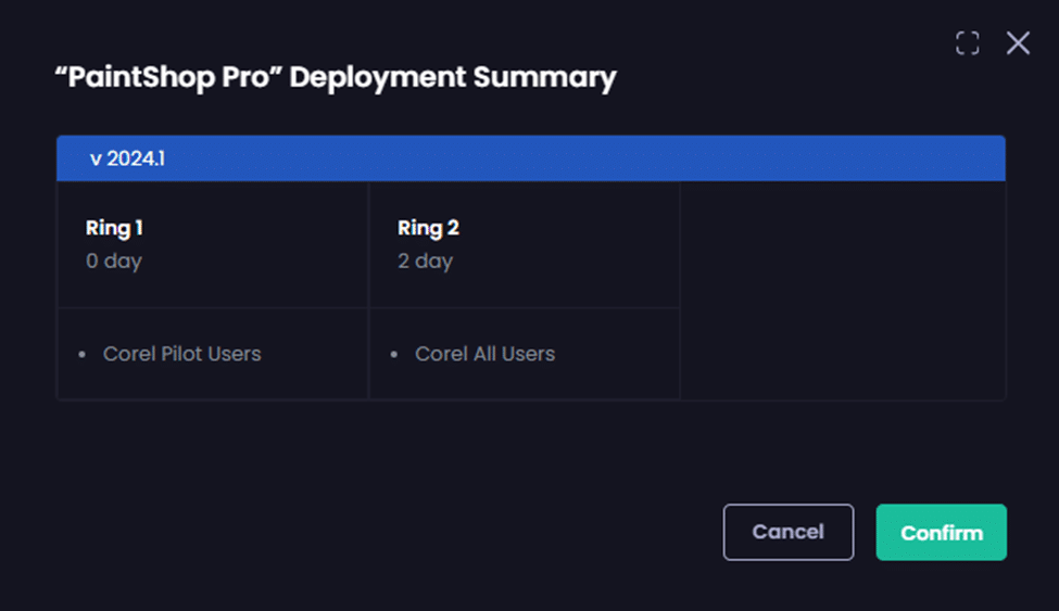 Deployment summary summarizing how the deployment will be handled
