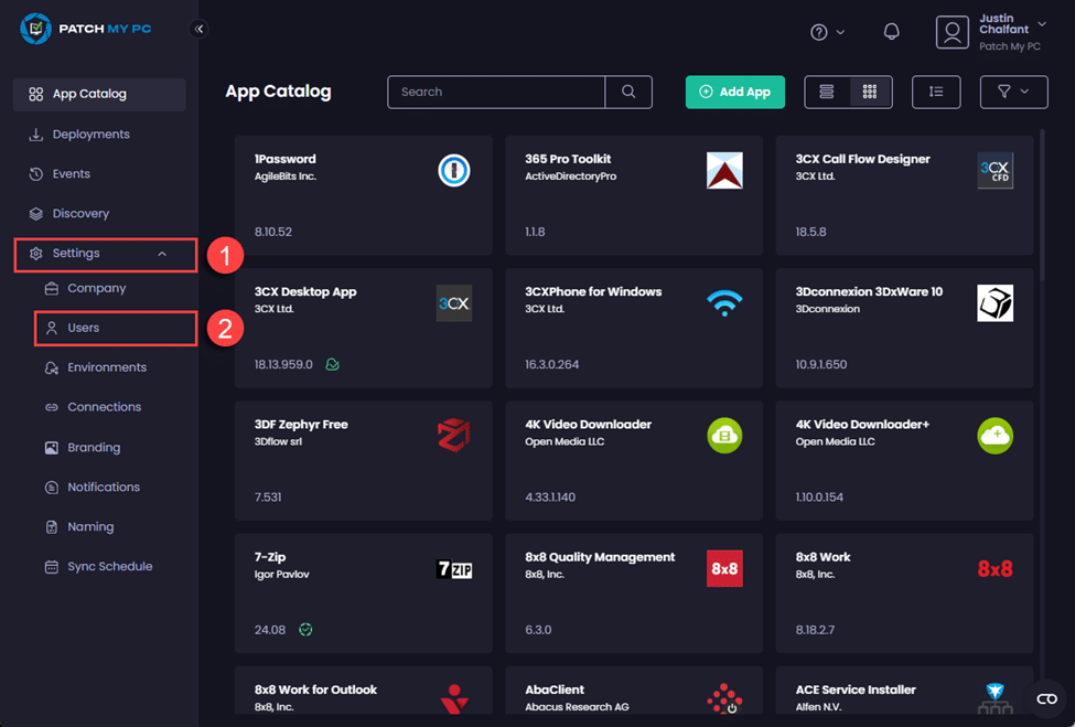 Navigating to "Settings | Users"