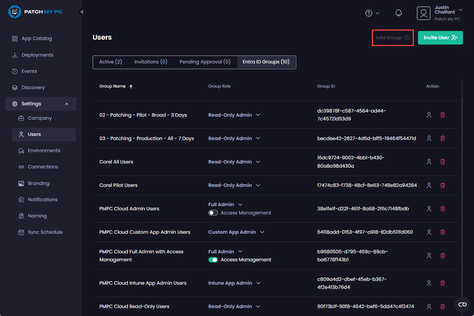 "Add Group" button unavailable