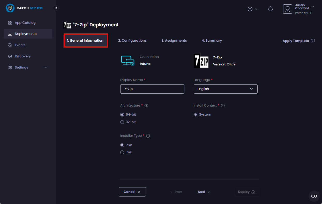 "General Information" tab