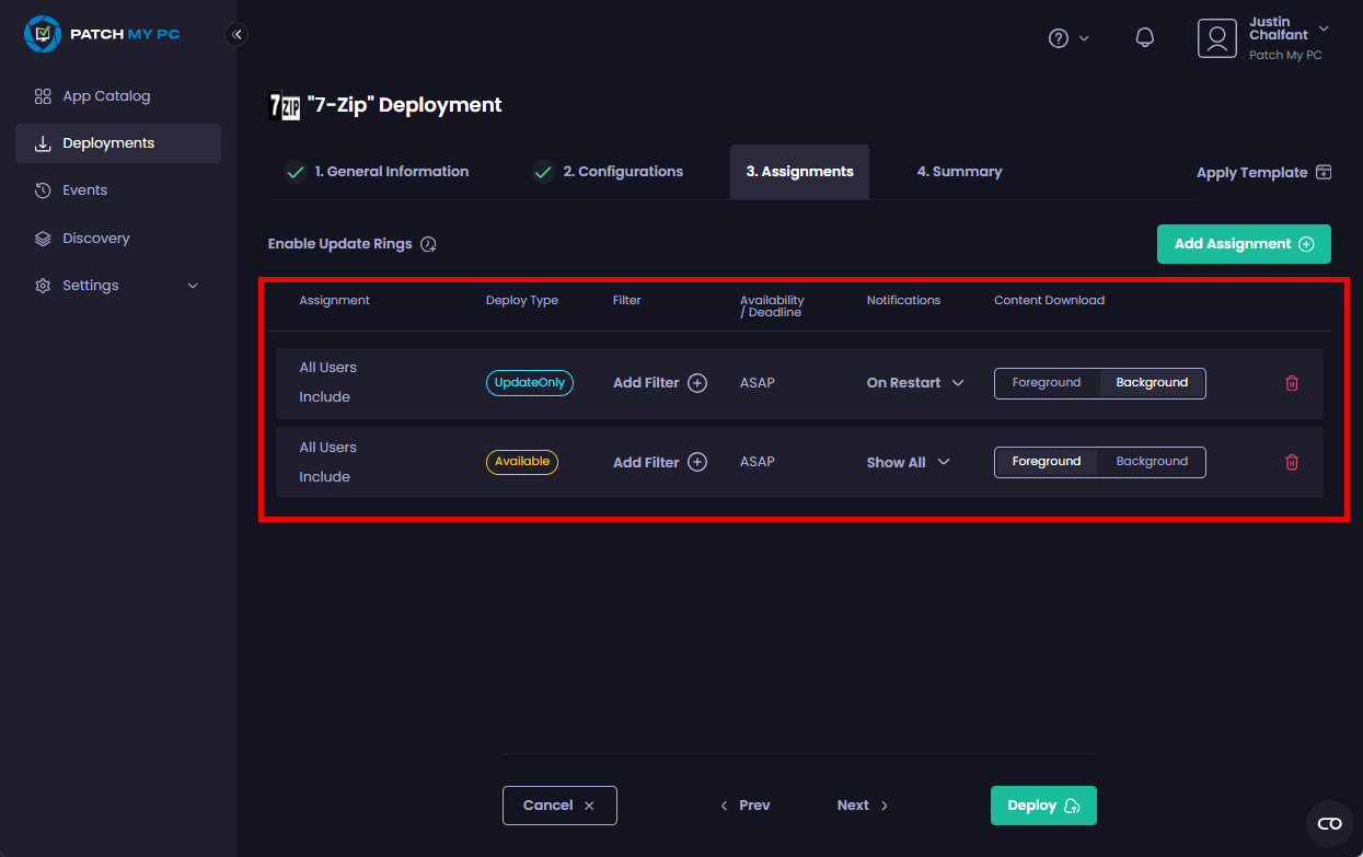"Assignments" page updates to show the newly added assignments